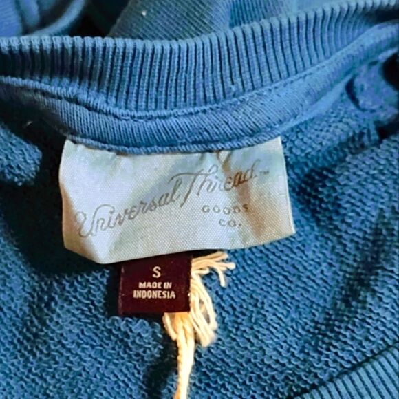 Teal blue color CREW NECK 100% COTTON KNIT PLEATED SLEEVE MINI DRESS WOMEN'S … - Picture 5 of 8